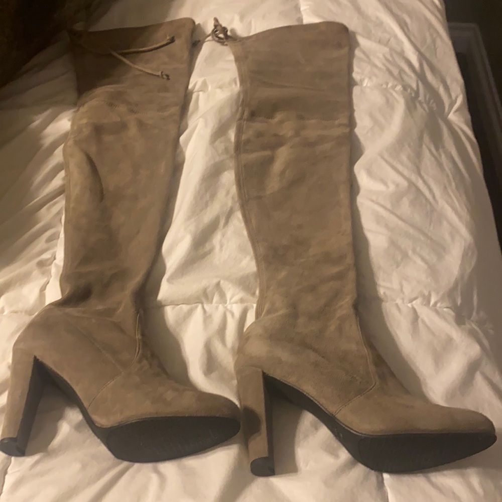 Stuart Weitzman Greige over knee suede boots, worn once size 7.5